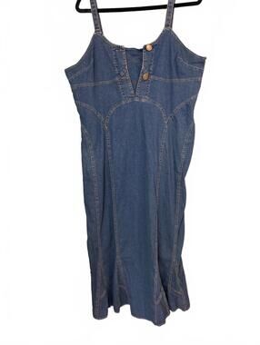 Vintage Y2K Metro Style Women's Cotton Denim Maxi Dress Size 20